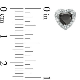 5.0mm Heart-Shaped Onyx and Diamond Accent Bead Frame Stud Earrings in Sterling Silver