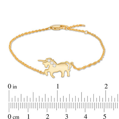 0.086 CT. T.W. Diamond Three Stone Prancing Unicorn Bracelet in Sterling Silver with 14K Gold Plate - 7.5"