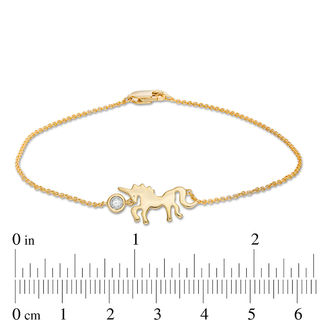Diamond Accent Unicorn Bracelet in Sterling Silver with 14K Gold Plate -7.5"