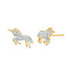 Thumbnail Image 1 of 0.086 CT. T.W. Bowing Unicorn Stud Earrings in Sterling Silver and 14K Gold Plate