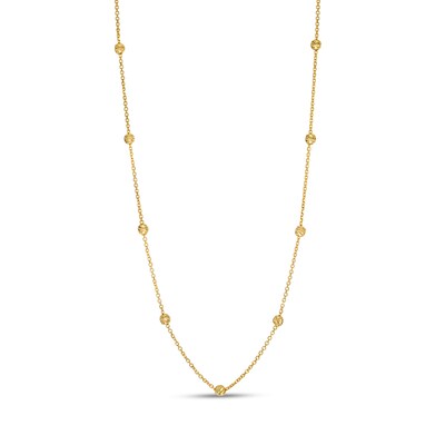 3.0mm Diamond-Cut Brilliance Bead Station Choker Necklace in 10K Gold - 17"