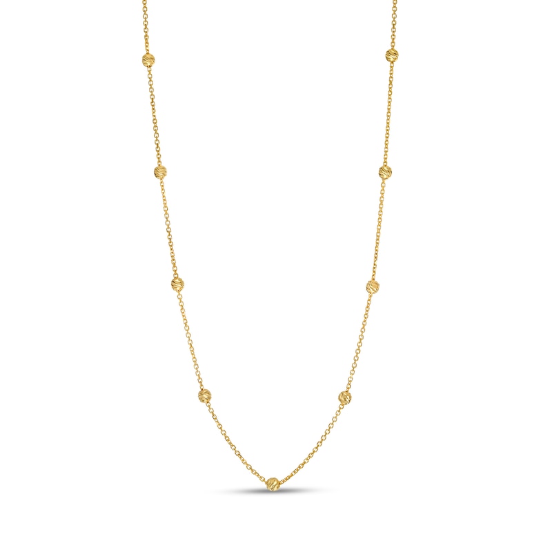 Main Image 1 of 3.0mm Diamond-Cut Brilliance Bead Station Choker Necklace in 10K Gold - 17"