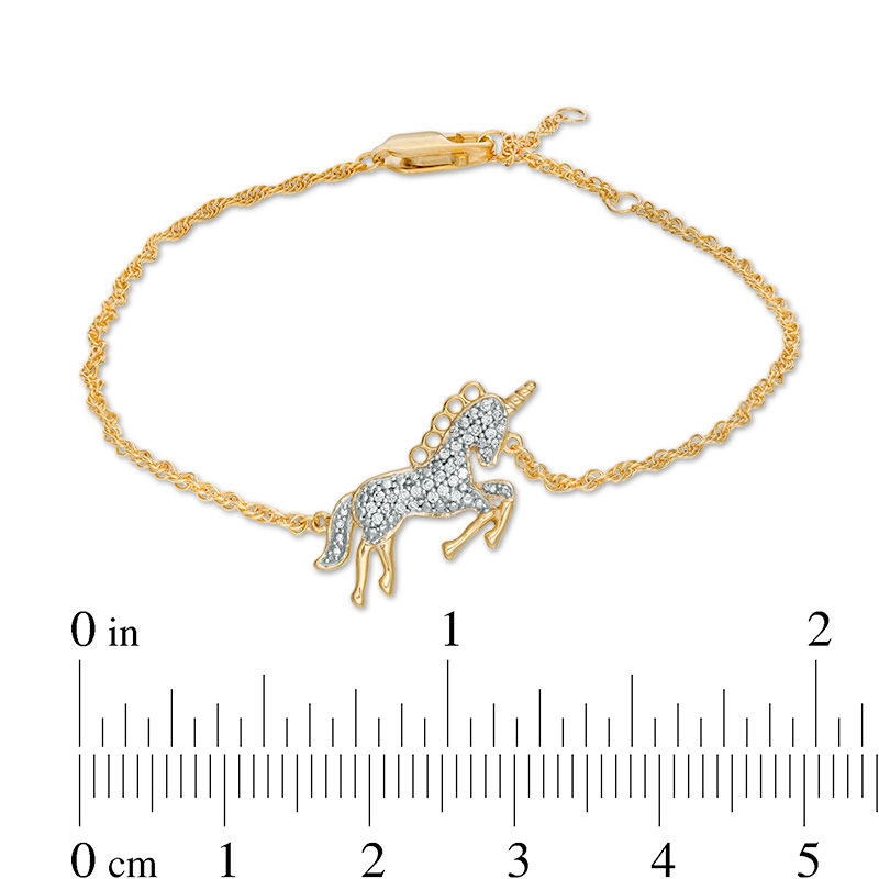0.11 CT. T.W. Diamond Running Unicorn Bracelet in Sterling Silver with 14K Gold Plate - 7.5"