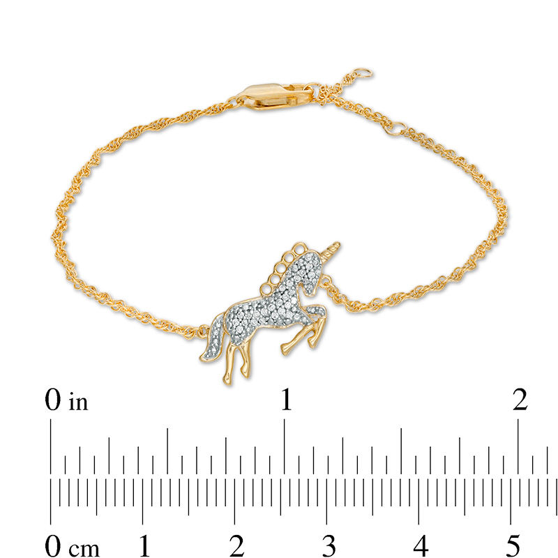 Main Image 4 of 0.11 CT. T.W. Diamond Running Unicorn Bracelet in Sterling Silver with 14K Gold Plate - 7.5"