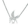Thumbnail Image 0 of 0.085 CT. T.W. Diamond Winged Unicorn Necklace in Sterling Silver - 17.25"