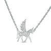 Thumbnail Image 1 of 0.085 CT. T.W. Diamond Winged Unicorn Necklace in Sterling Silver - 17.25"