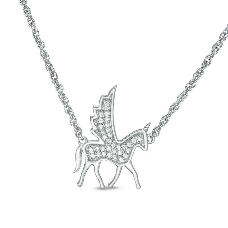 0.085 CT. T.W. Diamond Winged Unicorn Necklace in Sterling Silver - 17.25"