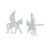 Thumbnail Image 1 of 0.115 CT. T.W. Diamond Winged Bucking Unicorn Stud Earrings in Sterling Silver