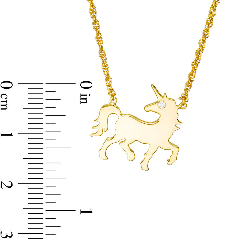 Diamond Accent Solitaire Prancing Unicorn Necklace in Sterling Silver with 14K Gold Plate