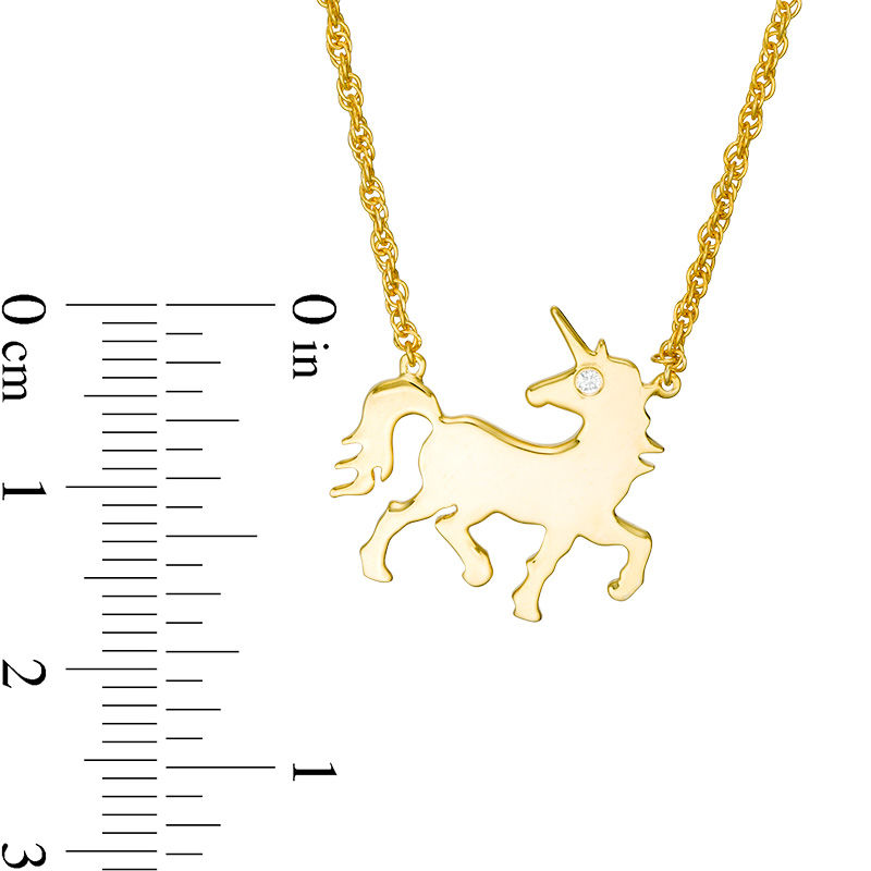 Main Image 2 of Diamond Accent Solitaire Prancing Unicorn Necklace in Sterling Silver with 14K Gold Plate