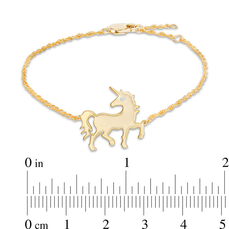 Diamond Accent Unicorn Bracelet in Sterling Silver with 14K Gold