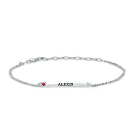 Birthstone Engravable Name Bar Bracelet (1 Stone and Line) - 9.25"