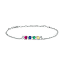 Mother's Birthstone "XO" Family Bracelet (2-5 Stones) - 9.0"