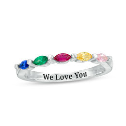 Mother's Marquise Birthstone Ring (5 Stones and 1 Line)