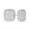 Thumbnail Image 1 of 0.25 CT. T.W. Composite Diamond Cushion Frame Vintage-Style Stud Earrings in 10K White Gold
