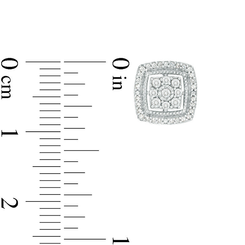 Main Image 2 of 0.25 CT. T.W. Composite Diamond Cushion Frame Vintage-Style Stud Earrings in 10K White Gold