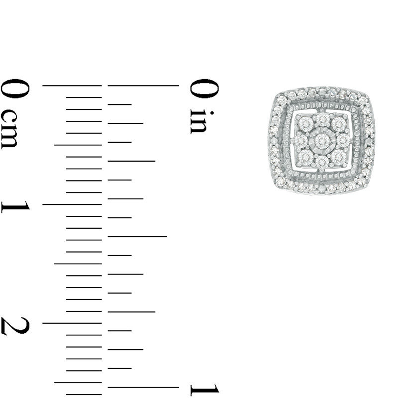 Main Image 3 of 0.25 CT. T.W. Composite Diamond Cushion Frame Vintage-Style Stud Earrings in 10K White Gold