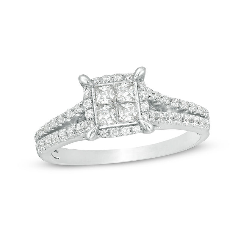 1 Carat T.W. Diamond 10kt White Gold Quad Engagement Ring - Walmart.com