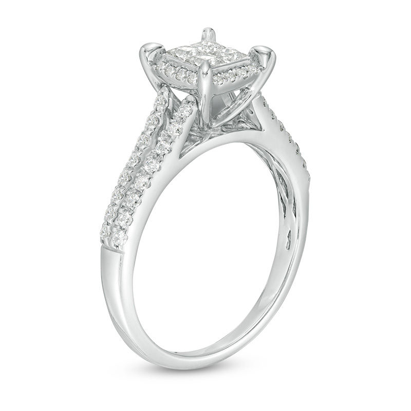 Main Image 2 of 0.50 CT. T.W. Quad Princess-Cut Diamond Frame Engagement Ring in 14K White Gold
