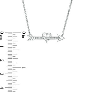 Diamond Accent Shooting Arrow and Heart Necklace in Sterling Silver - 16.9"