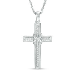Diamond Accent &quot;X&quot; Cross Pendant in Sterling Silver