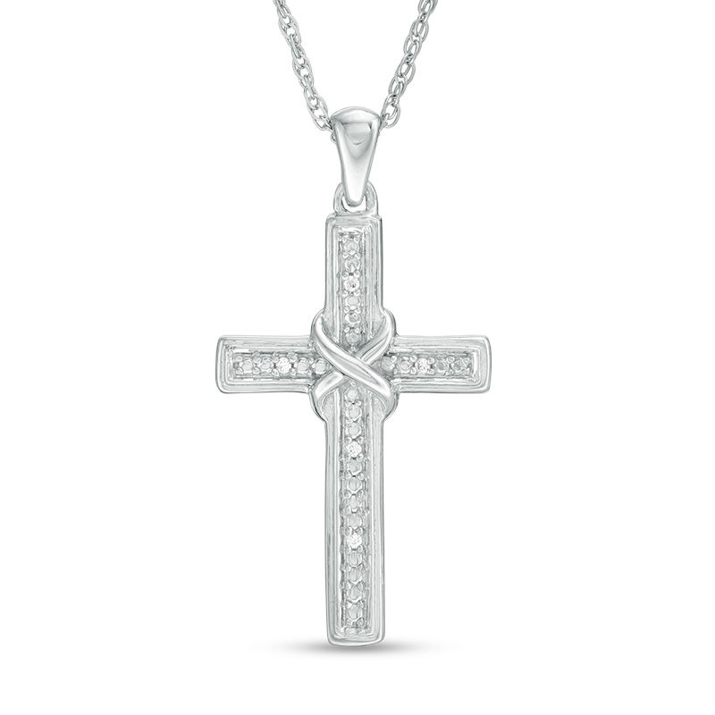 Diamond Accent "X" Cross Pendant in Sterling Silver|Peoples Jewellers