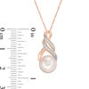 Thumbnail Image 3 of 9.0-9.5mm Freshwater Cultured Pearl and 0.06 CT. T.W. Diamond Infinity Twist Pendant in 10K Rose Gold