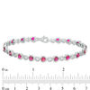 Thumbnail Image 3 of Alternating Heart-Shaped Lab-Created Ruby and White Sapphire Bracelet in Sterling Silver - 7.5"