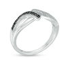Thumbnail Image 2 of Enhanced Black and White Diamond Accent Bypass Vintage-Style Ring in Sterling Silver