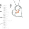 Thumbnail Image 1 of Diamond Accent "MOM" Tilted Heart Pendant in Sterling Silver and 10K Rose Gold