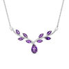 Thumbnail Image 0 of Amethyst and 0.11 CT. T.W. Diamond Chevron Vine Necklace in Sterling Silver