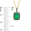 Thumbnail Image 3 of Emerald-Cut Lab-Created Emerald and 0.14 CT. T.W. Black Diamond Frame Pendant in 10K Gold