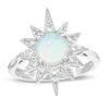 Thumbnail Image 0 of Lab-Created Opal and White Sapphire Starburst Frame Ring in Sterling Silver
