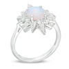 Thumbnail Image 1 of Lab-Created Opal and White Sapphire Starburst Frame Ring in Sterling Silver