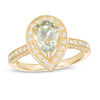 Thumbnail Image 0 of Pear-Shaped Green Quartz and 0.37 CT. T.W. Diamond Frame Ring in 10K Gold