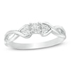 Thumbnail Image 1 of 0.065 CT. T.W. Diamond Tri-Sides Infinity Shank Promise Ring in Sterling Silver