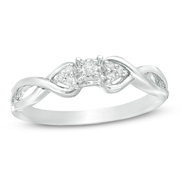 0.065 CT. T.W. Diamond Tri-Sides Infinity Shank Promise Ring in Sterling Silver