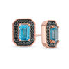 Thumbnail Image 0 of Emerald-Cut Blue Topaz and 0.23 CT. T.W. Black Diamond Frame Vintage-Style Stud Earrings in 10K Rose Gold