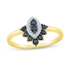 Thumbnail Image 0 of Black Spinel and 0.043 CT. T.W. Diamond Marquise Frame Ring in Sterling Silver with 14K Gold Plate