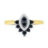 Thumbnail Image 1 of Black Spinel and 0.043 CT. T.W. Diamond Marquise Frame Ring in Sterling Silver with 14K Gold Plate