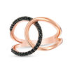 Thumbnail Image 3 of Black Spinel Interlocking Open Circles Ring in Sterling Silver with 14K Rose Gold Plate