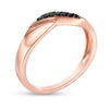 Thumbnail Image 2 of Black Spinel Pinched Bypass Ring in Sterling Silver with 14K Rose Gold Plate