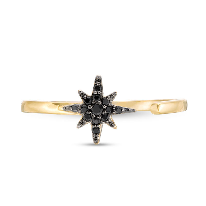 Black Spinel Star Open Shank Ring in Sterling Silver with 14K Gold Plate
