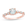 Thumbnail Image 1 of 6.0mm Aquamarine and 0.11 CT. T.W. Diamond Vintage-Style Ring in 10K Rose Gold