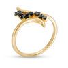 Thumbnail Image 2 of Black Spinel Cascading Bypass Ring in Sterling Silver with 14K Gold Plate