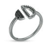 Thumbnail Image 3 of Black Spinel and 0.065 CT. T.W. Diamond Circle Open Shank Ring in Sterling Silver with Black Rhodium