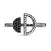 Thumbnail Image 4 of Black Spinel and 0.065 CT. T.W. Diamond Circle Open Shank Ring in Sterling Silver with Black Rhodium