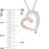 Thumbnail Image 2 of Diamond Accent Tilted Double Row Heart Pendant in Sterling Silver and 10K Rose Gold