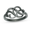 Thumbnail Image 0 of Lab-Created White Sapphire Scroll Ring in Sterling Silver with Black Rhodium