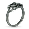 Thumbnail Image 1 of Lab-Created White Sapphire Scroll Ring in Sterling Silver with Black Rhodium